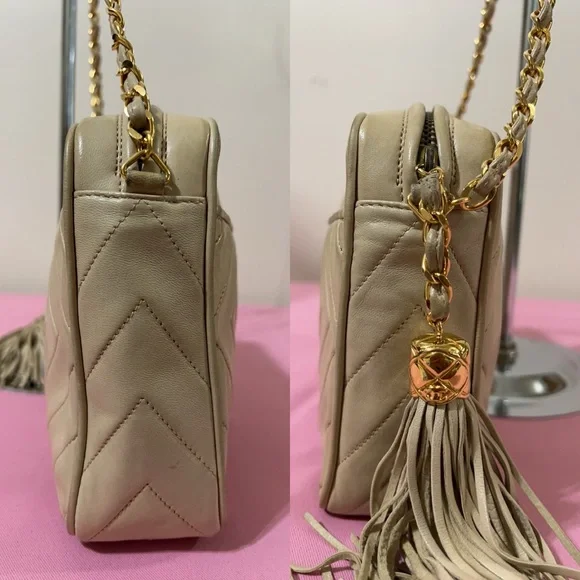 Chanel Lambskin Diamond CC Tassel Camera Bag - Picture 11 of 16